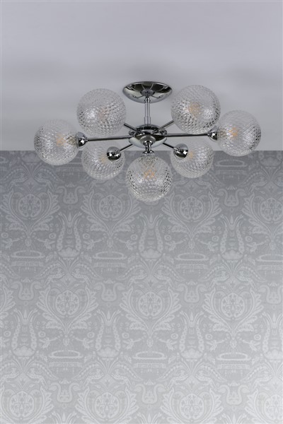 (image for) Laura Ashley Atherton 7lt Semi Flush Polished Chrome Glass